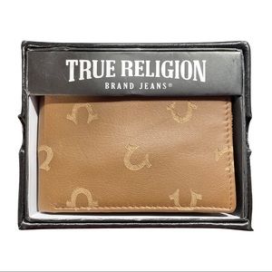 True Religion Men's Leather Trifold Wallet Kiln